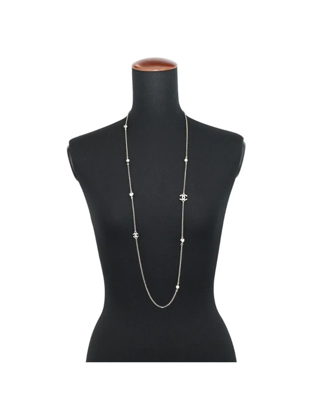 Chanel Necklace CC Logo Faux Pearl Long